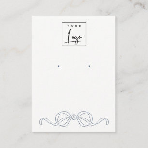 Dusky Blue Coquette Bow Earring Display Logo Business Card