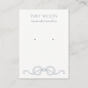 Dusky Blue Coquette Bow Earring Jewellery Display Business Card
