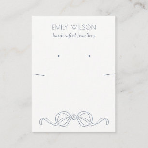 Dusky Blue Coquette Bow Earring Necklace Display Business Card