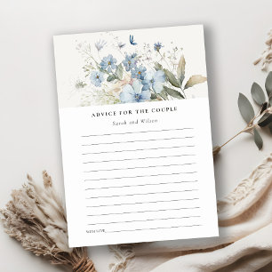 Dusky Blue Cottage Floral Advice For Couple Shower Enclosure Card