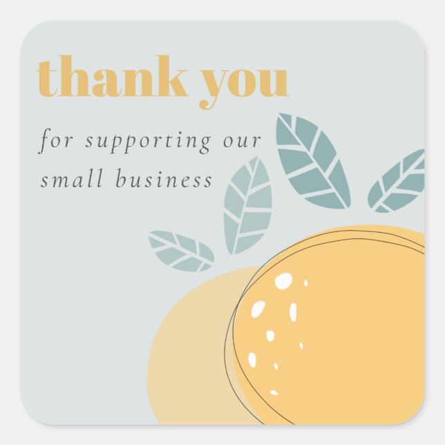 Dusky Blue Cute Lemon Bold Fruity Thank You Order Square Sticker (Front)