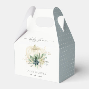 Dusky Blue  Green Succulent Pumpkin Baby Shower Favour Box