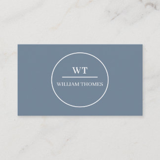Dusky Blue Monogram Minimal Business Style Card