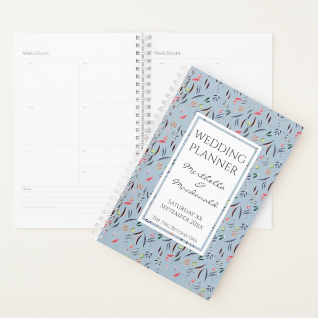 Dusky Blue Personalised Floral WEDDING Planner (Display)