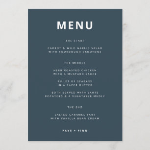 Dusky Blue   Scandinavian Minimalist Wedding Menu