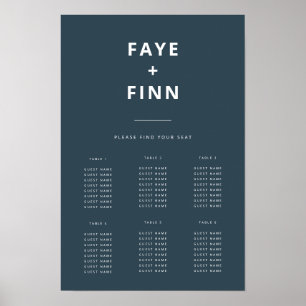 Dusky Blue   Scandinavian Wedding Seating Chart