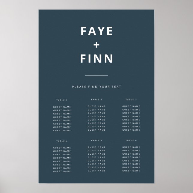 Dusky Blue | Scandinavian Wedding Seating Chart (Front)