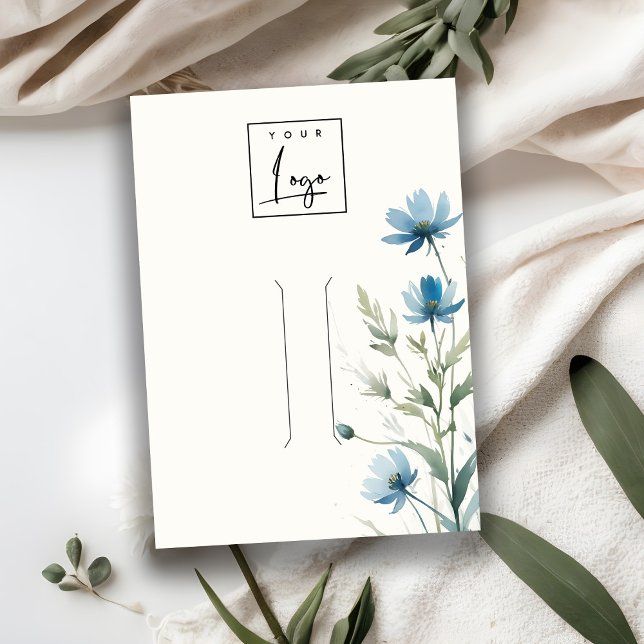 Dusky Blue Wildflower Logo Hairpin Jewellery Displ Business Card (Creator Uploaded)