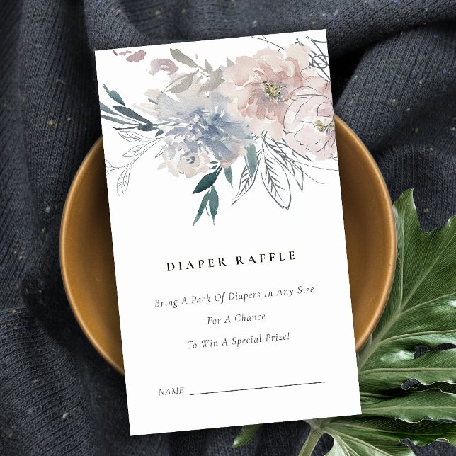 Dusky Blush Floral Diaper Raffle Baby Shower Enclosure Card (Creator Uploaded)