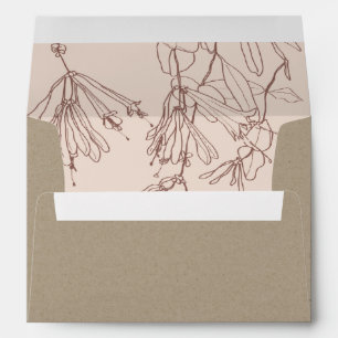 DUSKY BLUSH KRAFT LINE DRAWING FLORAL ADDRESS ENVELOPE