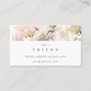Dusky Blush Peony Floral Bunch Refer A Friend Business Card