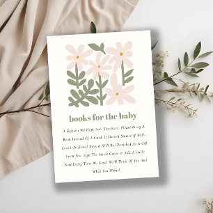 Dusky Blush Retro Minimal Floral Books For Baby Enclosure Card