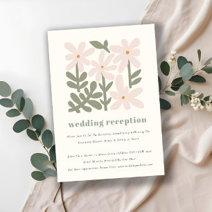Dusky Blush Retro Minimal Floral Wedding Reception Enclosure Card