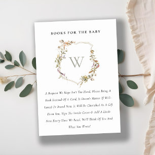 Dusky Blush Wildflower Crest Books For Baby Shower Enclosure Card