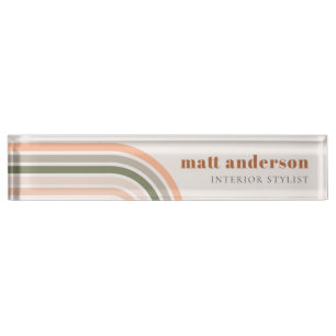 Dusky Bold Retro Rainbow Desert Chic Blush Rust Nameplate