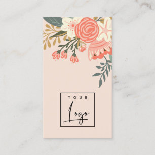 Dusky Chic Orange Blush Peach Ambrosia Floral Logo Business Card