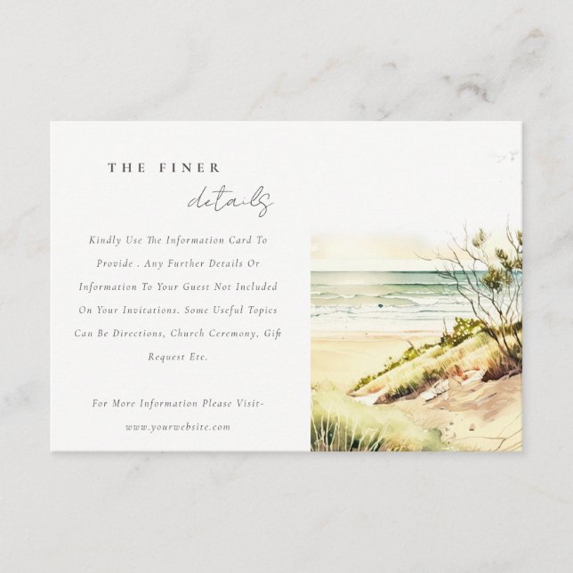 Dusky Coastal Beach Sun Seascape Wedding Details Enclosure Card (Front)
