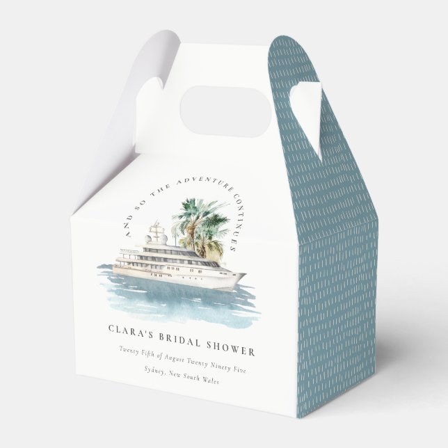 Dusky Cruise Ship Palm Seascape Bridal Shower Favour Box (Front Side)