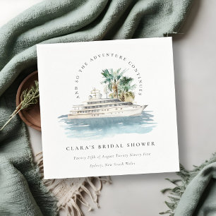 Dusky Cruise Ship Palm Seascape Bridal Shower Napkin
