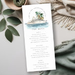 Dusky Cruise Ship Palm Seascape Wedding Menu Card<br><div class="desc">Dusky Cruise Ship Palm Seascape Theme Collection.- it's an elegant script watercolor Illustration of watercolor cruise ship with palm and greenery, perfect for your coastal beachy cruise wedding & parties. It’s very easy to customise, with your personal details. If you need any other matching product or customisation, kindly message via...</div>