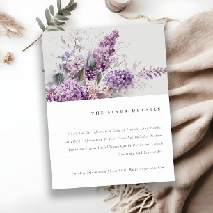 Dusky Elegant Lilac Cottage Floral Wedding Detail Enclosure Card