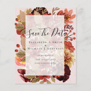 Dusky Fall BUDGET WEDDING SAVE DATES Terracotta Flyer
