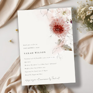 Dusky Fall Marsala Blush Floral Baby Shower Invitation