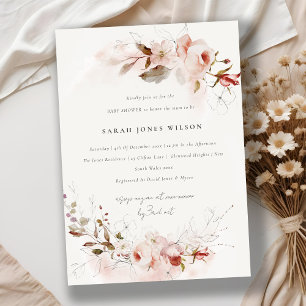 Dusky Fall Marsala Blush Floral Baby Shower Invitation