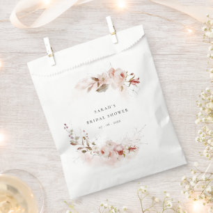 Dusky Fall Marsala Blush Floral Bridal Shower Favour Bag