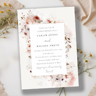 Dusky Fall Marsala Blush Floral Couples Shower Invitation