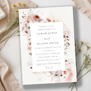 Dusky Fall Marsala Blush Floral Morning After Invitation