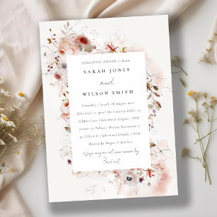 Dusky Fall Marsala Blush Floral Rehearsal Dinner Invitation