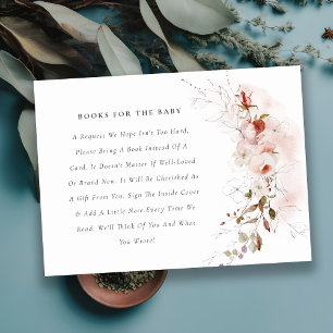 Dusky Fall Marsala Floral Books For Baby Shower Enclosure Card
