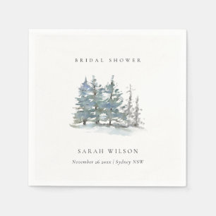 Dusky Green Blue Pine Tree Woods Bridal Shower Napkin