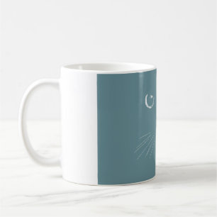 Dusky green cat pattern coffee mug