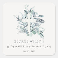 Dusky Green Eucalyptus Fern Foliage Cross Address