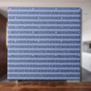 Dusky Indigo Glitter Style Horizontal Stripes Ceramic Tile