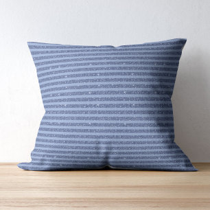 Dusky Indigo Glitter Style Horizontal Stripes Cushion
