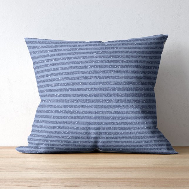 Dusky Indigo Glitter Style Horizontal Stripes Cushion (Creator Uploaded)