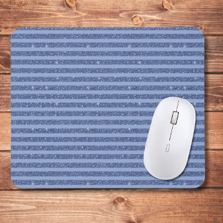 Dusky Indigo Glitter Style Horizontal Stripes Mouse Pad