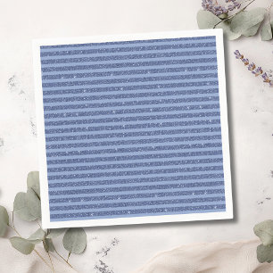 Dusky Indigo Glitter Style Horizontal Stripes Napkin