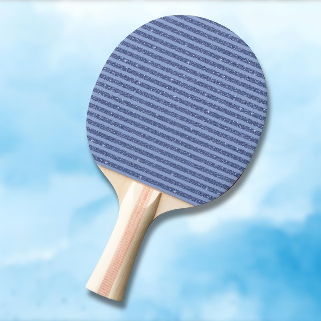 Dusky Indigo Glitter Style Horizontal Stripes Ping Pong Paddle (Creator Uploaded)