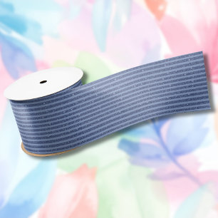 Dusky Indigo Glitter Style Horizontal Stripes Satin Ribbon