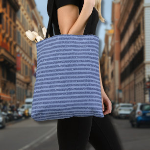 Dusky Indigo Glitter Style Horizontal Stripes Tote Bag
