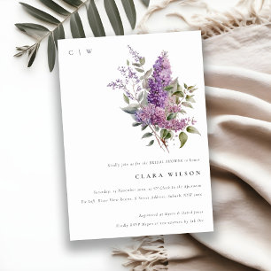 Dusky Lilac Green Cottage Floral Bridal Shower Invitation