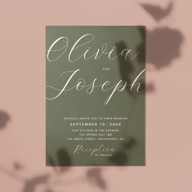 Dusky Olive Green Wedding | Minimalist Photo & QR Invitation (Creator Uploaded)