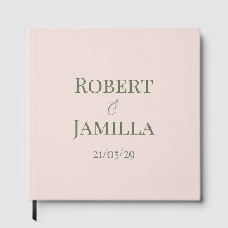 Dusky Pale Pink and Green Wedding Guest Book