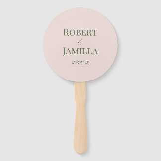 Dusky Pale Pink and Green Wedding Hand Fan