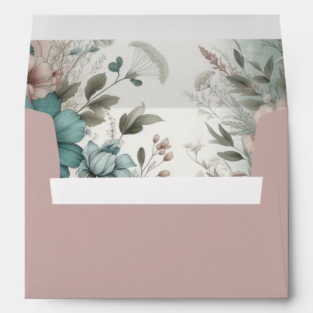 Dusky Petals and Soft Serenity Floral Envelope (Back (Bottom))