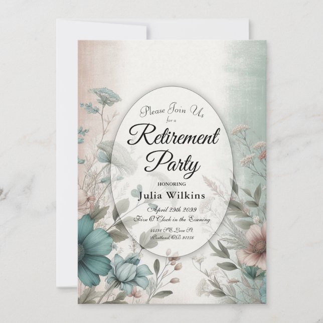 Dusky Petals and Soft Serenity Floral Invitation (Front)